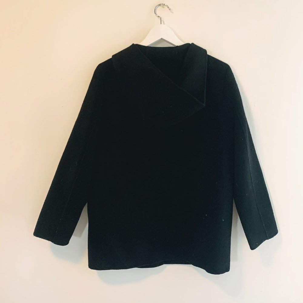Black Wool Peacoat with hood S - Picture 3 of 3